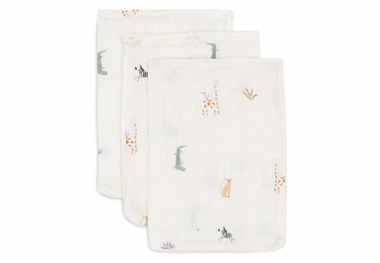 Gant de toilette gaze de coton 15x20cm Jungle Jambo (3pack)