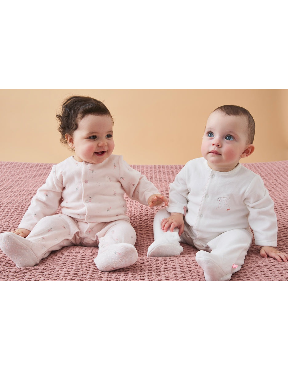 Set de 2 Pyjamas bébé, Velours rose pâle