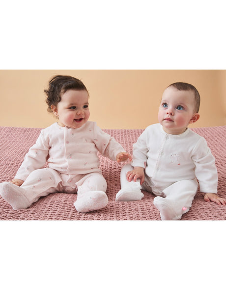 Set de 2 Pyjamas bébé, Velours rose pâle