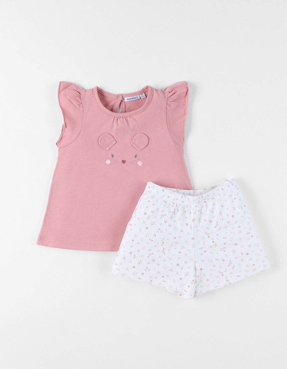 Pyjama Pinky mouse Rose/Blanc