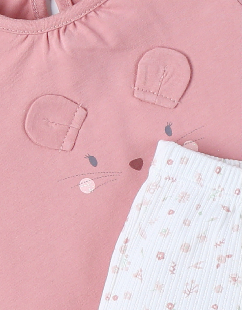 Pyjama Pinky mouse Rose/Blanc