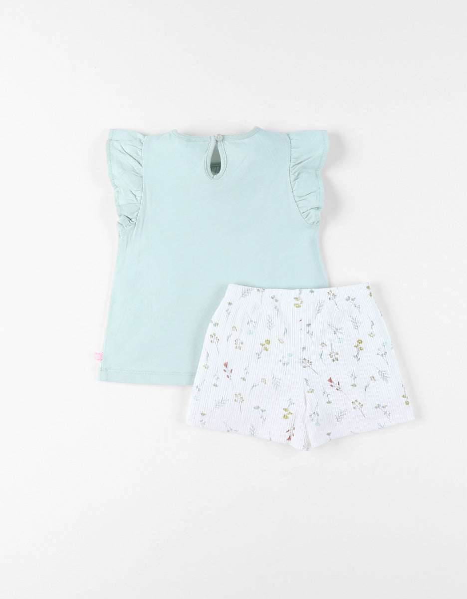 Pyjama Pretty flowers Vert/Blanc