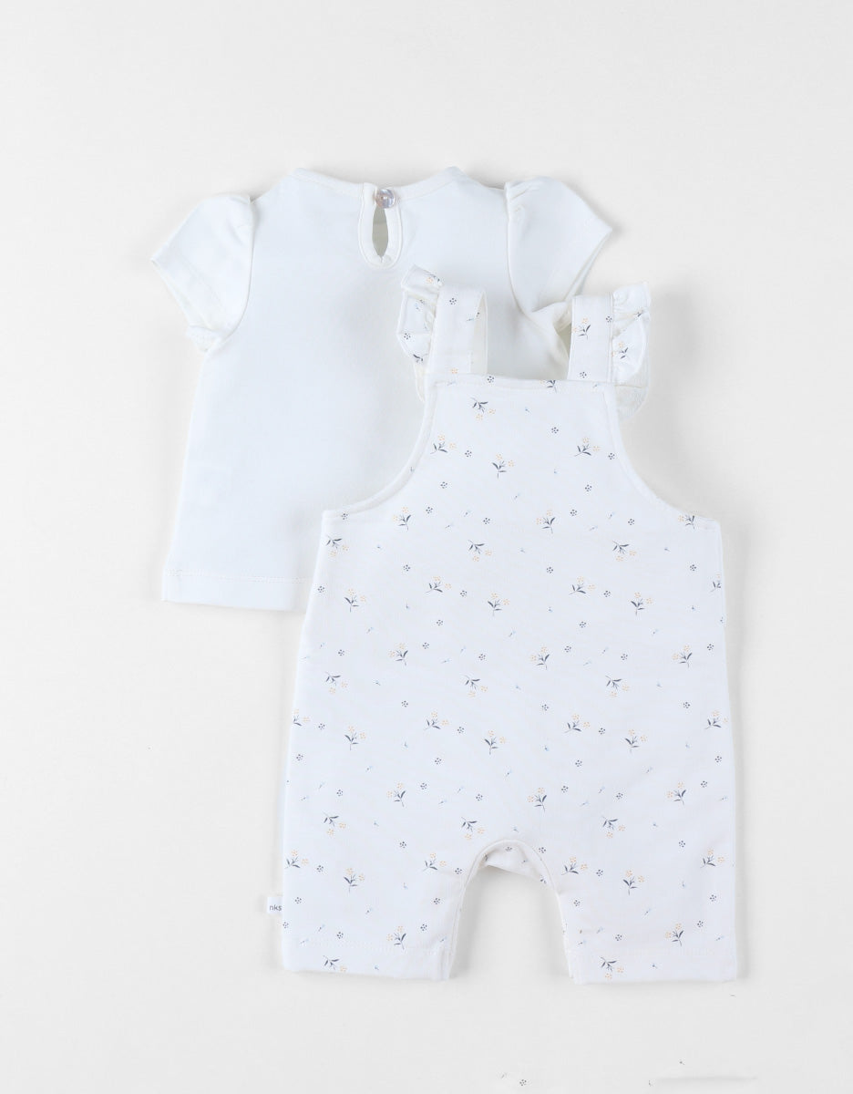 Ensemble Little blue flower Blanc